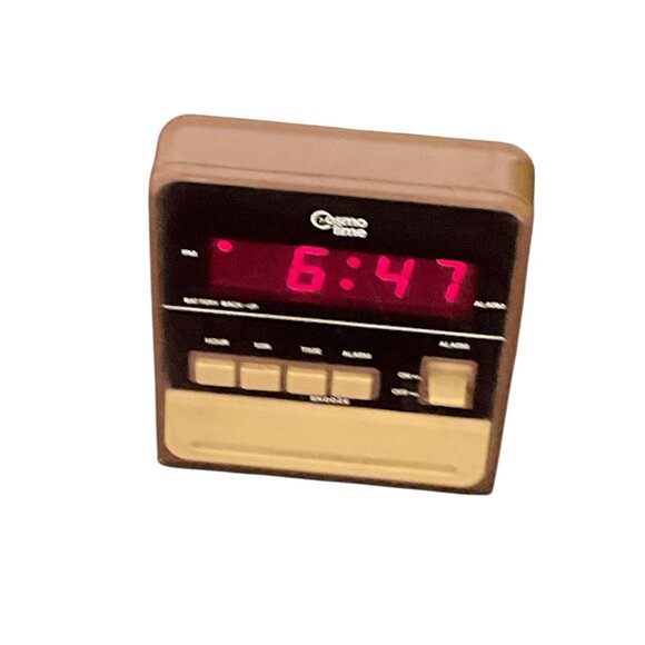 Vintage Cosmo Time Digital Alarm Clock Radio Brown & Gold Retro Design - Picture 3 of 11